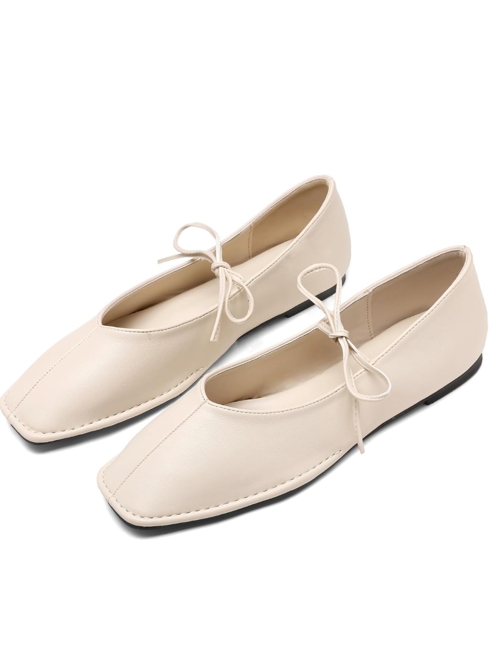 Women's Cream Bow-Accent Ballet Flats